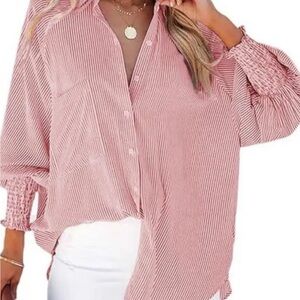 SHEIN Purple Striped Button Down Shirt 3XL